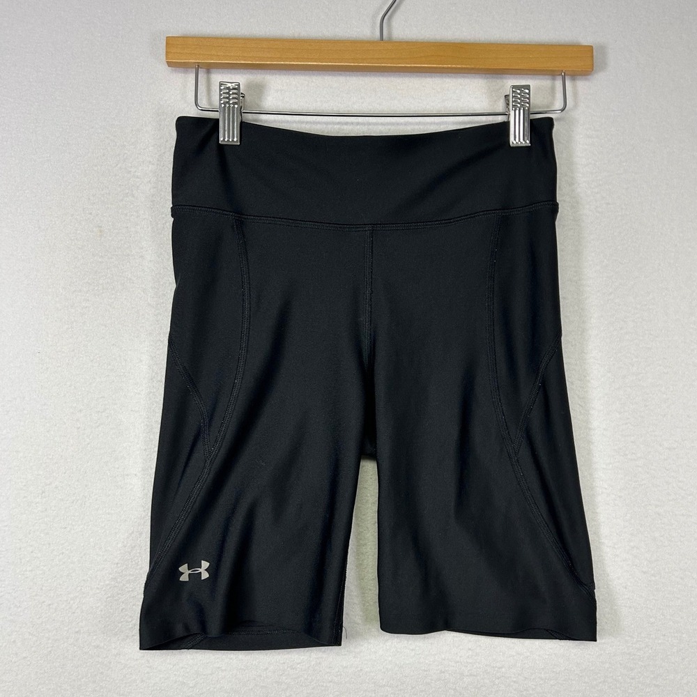Athletic Under Armour Womens Small Black HeatGear Compression Biker Shorts 8in